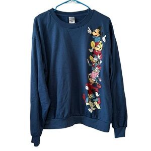 Disney Mickey & Friends Blue Fleece Sweatshirt - Size Large